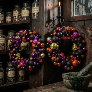 Ghirlanda di Halloween Decorazione Con Sfere Galvaniche Ornamenti Zucca Ragno Ghirlanda Festiva Gotica Da Appendere Alla Porta