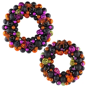 Ghirlande decorative di Halloween con palline nere, arancioni, viola e ragni glitter