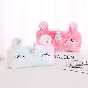 Astuccio unicorno in peluche con pelliccia sintetica sfumata e grande capacità
