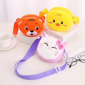 Simpatiche borse a tracolla in peluche per bambini con animali cartoon, tigre pulcino e gatto