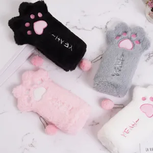 Simpatico astuccio in peluche a forma di zampa di gatto con grande capacità per studenti