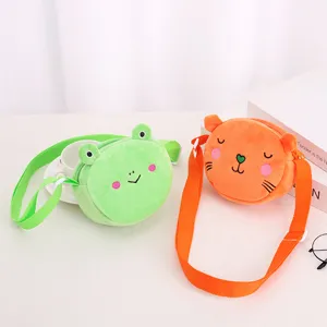 Simpatiche borse a tracolla in peluche rana e gatto per uscite bambini