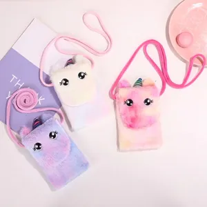 Kinder Eenhoorn Pluche Schoudertas Schattige Cartoon Crossbody Tas Voor Meisjes Regenboog Pony Portemonnee Mini Tas