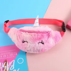 Cute Kids Plush Unicorn Waist Bag Colorful Rainbow Animal Belt Bag For Girls Children Crossbody Chest Pouch Travel Outdoor Pack