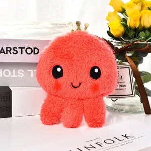 Niedlicher roter Plüsch Oktopus Geldbeutel mit goldener Krone für Kopfhörer und Münzen