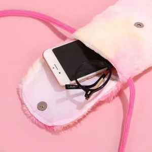 Kleurrijke pluche tie-dye crossbodytas voor kinderen, ruimte voor telefoon en bril