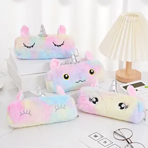 Cartoon Einhorn Plüsch Mäppchen Regenbogen Gestickt Kosmetiktasche Weiche Schreibwaren Tasche Student Make-up Organizer Tasche