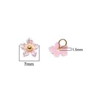 Mini breloques fleurs en résine rose 7mm pour la fabrication de bijoux DIY bracelets colliers