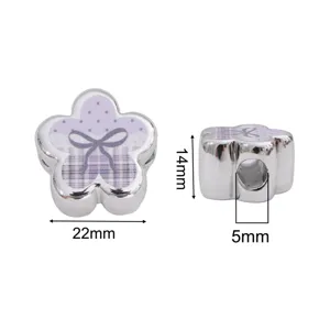 Dimensions and inner hole size of the purple acrylic flower bead charm for DIY