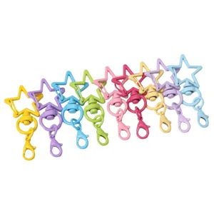Close-up of colorful star-shaped lobster clasps in assorted pastel macaron colors