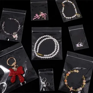 Various sizes of transparent PP ziplock bags protecting jewelry accessories