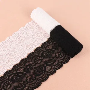Filigrane schwarz-weiße elastische Spitzenbänder für DIY-Nähen und Basteln
