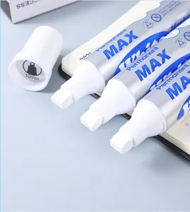 Close-up detail of 10mm wide flat nibs on white permanent MAX markers for graffiti