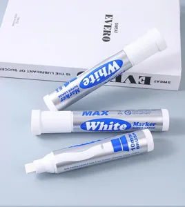 Macro view of white 10mm brush tip waterproof marker for wood glass and canvas