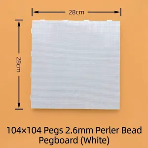 Placa para cuentas de 2,6 mm blanca con 104x104 clavijas, cuadrada 28 cm para manualidades DIY