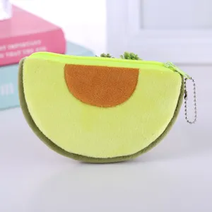 Simpatico portamonete in peluche a forma di avocado con cerniera e catenella metallica