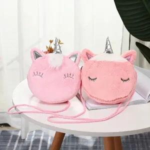 Simpatica Borsa a Tracolla in Peluche a Forma di Unicorno per Bambine Mini Borsa a Tracolla a Forma di Animale
