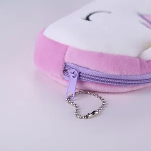 Astuccio unicorno in peluche con cerniera viola e morbido tessuto rosa