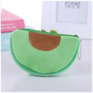 Mini portamonete in peluche verde a forma di frutto semicircolare con catena per bambini