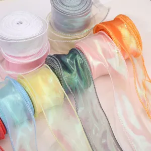 Ruban en Fil de Queue de Poisson Irisé Nylon Lustre Nacré Ruban Transparent Pour Emballage Cadeau Décoration de Bouquet Noeuds DIY