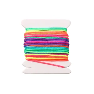 0.8mm rainbow braided nylon cord on white spool for DIY jewelry making