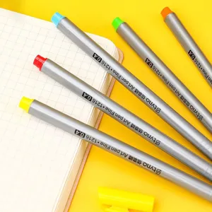 Close-up of 0.4mm professional colored fineliner pens for detailed drawing and sketch.