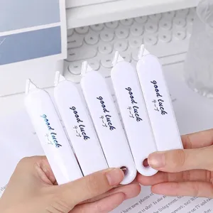 Juego de Cinta Correctora Minimalista Blanca Transparente Forma de Bolígrafo Tapa Abatible Silenciosa Portátil para Oficina y Escuela