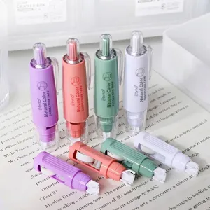 Set de cintas correctoras retráctiles con repuestos en cuatro colores macaron pastel