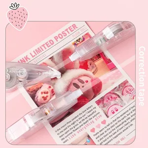 Cinta correctora transparente recargable con película de PET resistente y duradera
