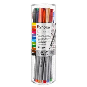 Professional 12-color art pen set with ergonomic triangular barrel for drawing and notes