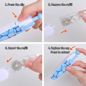 Guía paso a paso para el bolígrafo de cinta correctora recargable azul y blanco