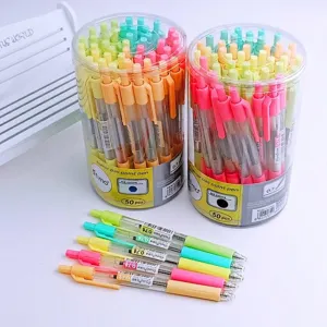 Stylos à Bille Rétractables Pointe Ogive 0.7mm Écriture Douce Corps Multicolore Encre Noire Bleue Fournitures de Bureau École