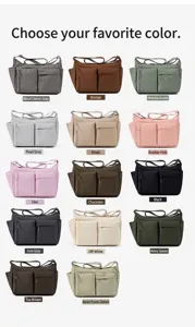Casual nylon messenger bags with multiple pockets shown in a variety of modern solid colors