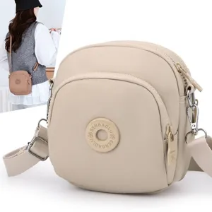 Borsa a tracolla leggera in nylon a forma di conchiglia con scomparti a cerniera