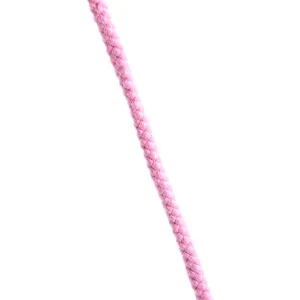 Close-up detail of pink braided rope strap for plush crossbody bags and purses