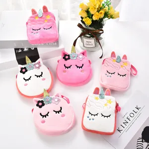 Set di adorabili borse a tracolla in peluche a forma di unicorno per ragazze in bianco e rosa