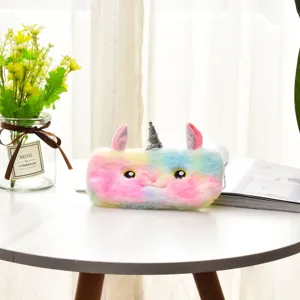 Buntes Plüsch-Einhorn-Federpäckchen mit Reißverschluss für Schüler