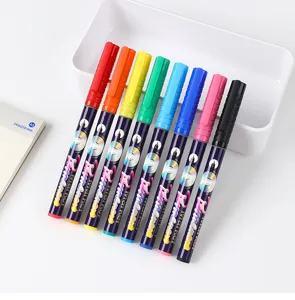 Detail view of eight vibrant quick-drying waterproof fine-point permanent markers