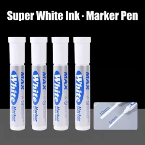White Permanent Marker Pen Waterproof Quick Dry Oil Based Ink Large Capacity Refillable Marker For Stone Wood Glass Office Supplies