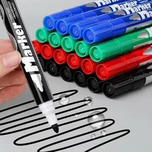 Large Capacity Permanent Marker Waterproof Quick Drying Oil Based Ink Pens Round Chisel Tip For Logistics Office School Supplies Professional Marking Pens