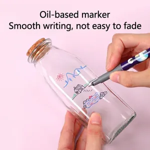 4-color permanent marker pen with fine point for waterproof and quick-dry drawing on glass
