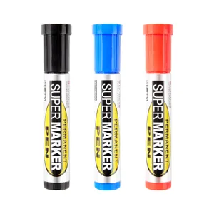 Large permanent marker set in black blue and red waterproof ink for industrial use
