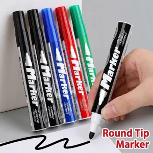 Set of waterproof permanent markers with fast-drying oil-based ink for office school use
