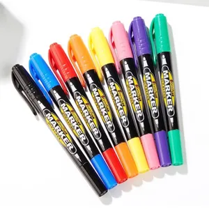 Professional set of 8 vibrant double-ended waterproof oil-based markers for art drawing