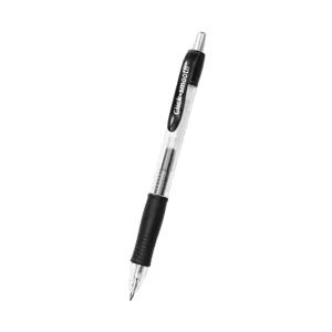 Stylo gel noir rétractable professionnel 0,7 mm avec corps transparent et prise confort