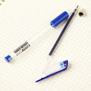 GP-100 transparent blue gel pen with anti-slip grip for student writing and office use