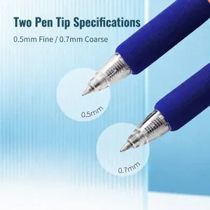 Close-up of 0.5mm and 0.7mm retractable gel pen nibs for students and office use