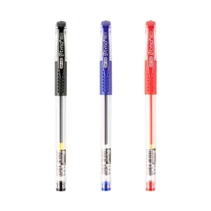 Premium set of 3 GP-100 gel pens in black, blue and red colors with 0.5mm bullet nibs