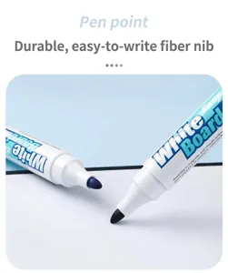 Primer plano de las puntas de fibra duraderas de los marcadores de pizarra recargables.