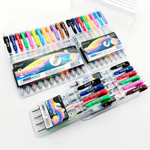 Detailed view of Styno retractable colorful gel pens set, 0.7mm smooth writing for daily notes.